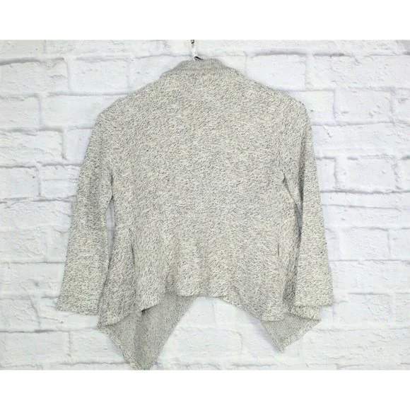 BNCI Blanc Noir White Gray Open Front Shawl Collar Cardigan Sweater XL - Picture 7 of 8